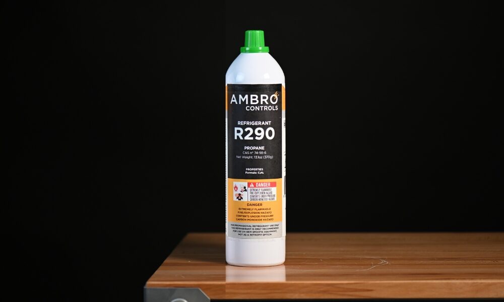 Ambro Controls R290 Disposable Refrigerant on table
